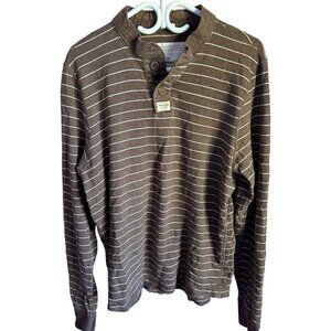 abercrombie & fitch distressed brown striped long sleeved shirt